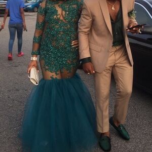 Green custom prom dress